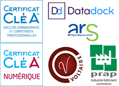 Certifications Coherences : Certificat Cléa, Datadoc, PRAP, Voltaire, ARS